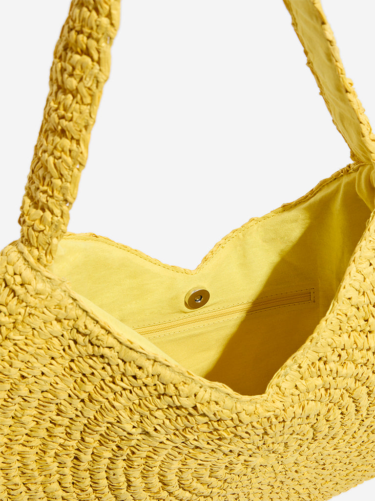 Westside Yellow Knitted Shoulder Bag