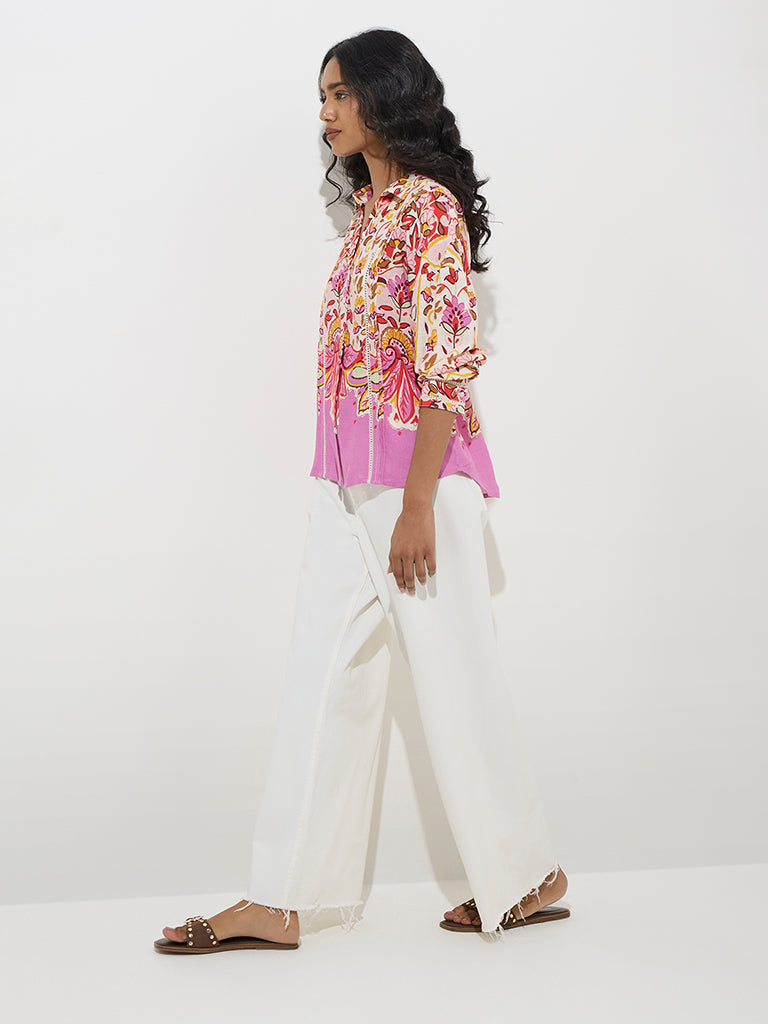 LOV Fuchsia Floral Pattern Shirt