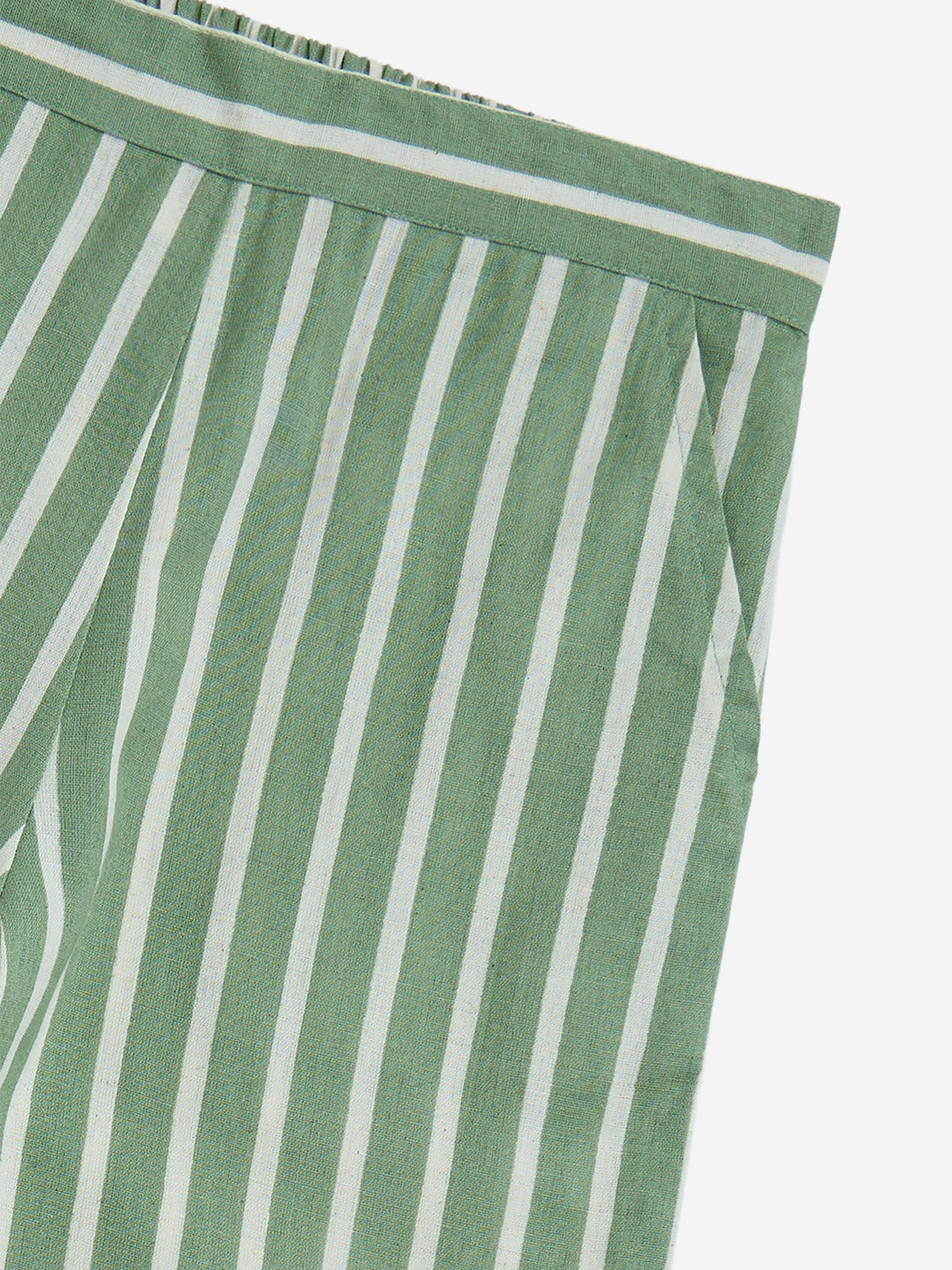Westside Utsa Kids Girls' Green Stripe Pattern Cotton-Blend Ethnic Pants - (8-14yrs) for Ethnic Wear Zoom View