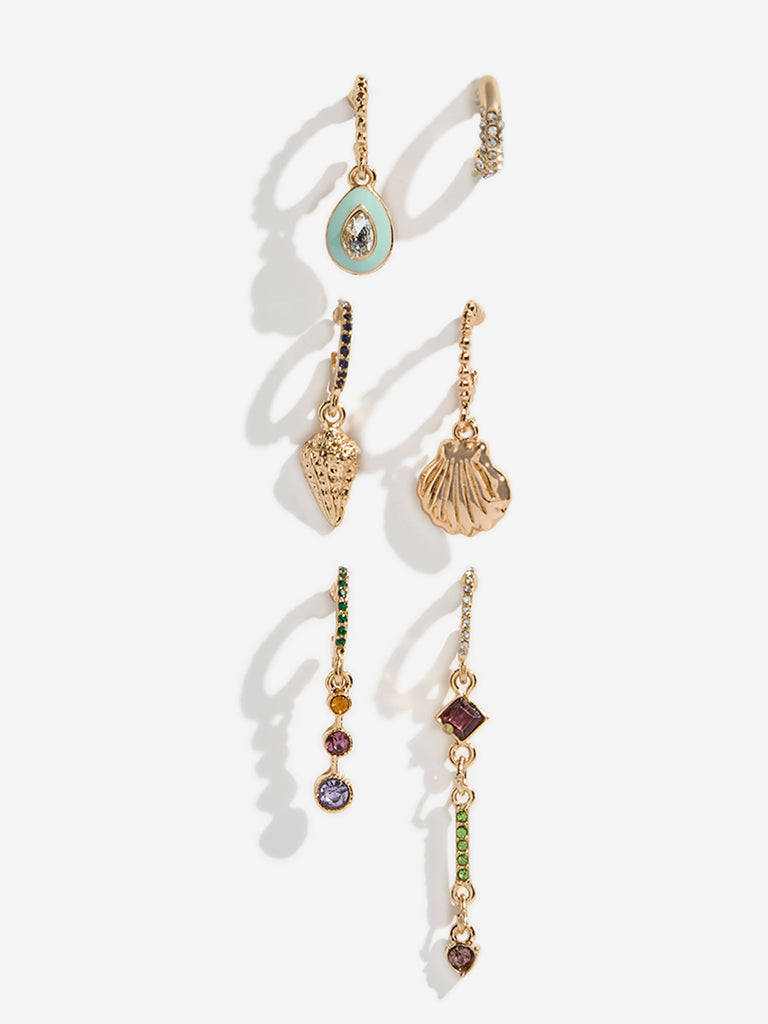 Westside Accessories Gold Single Earring Stacks - Pack of 6