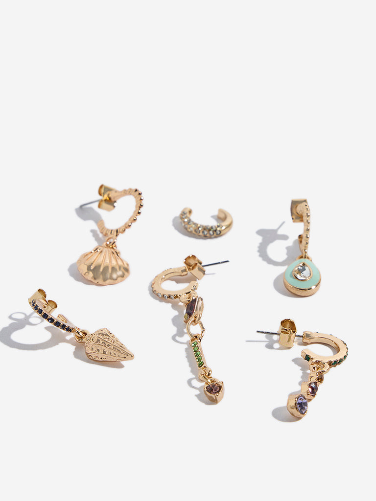 Westside Accessories Gold Single Earring Stacks - Pack of 6