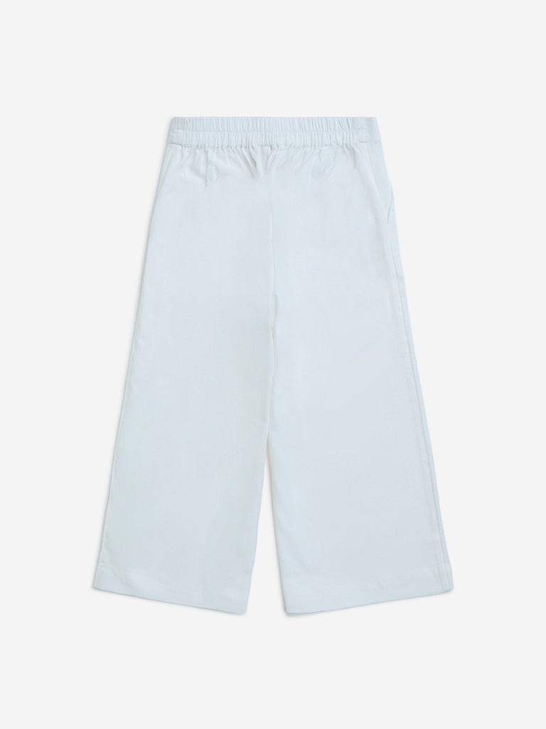 westisde Utsa Kids Girls' White Solid Cotton Ethnic Pants - (2-8yrs) for Ethnic Wear Back View