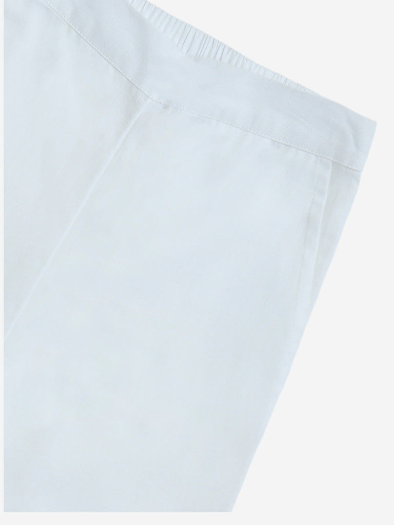 westisde Utsa Kids Girls' White Solid Cotton Ethnic Pants - (2-8yrs) for Ethnic Wear Zoom View