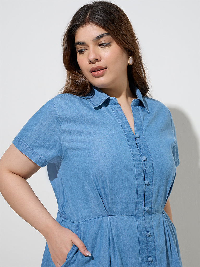 Gia Blue Denim A-Line Dress