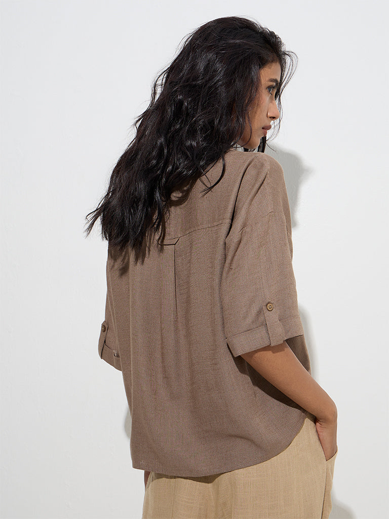LOV Taupe Solid Shirt