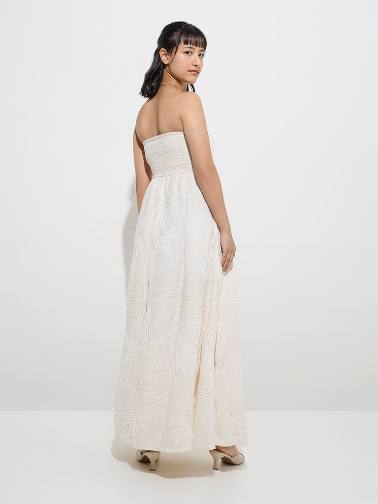 LOV Off-White Embroidered Tube Dress