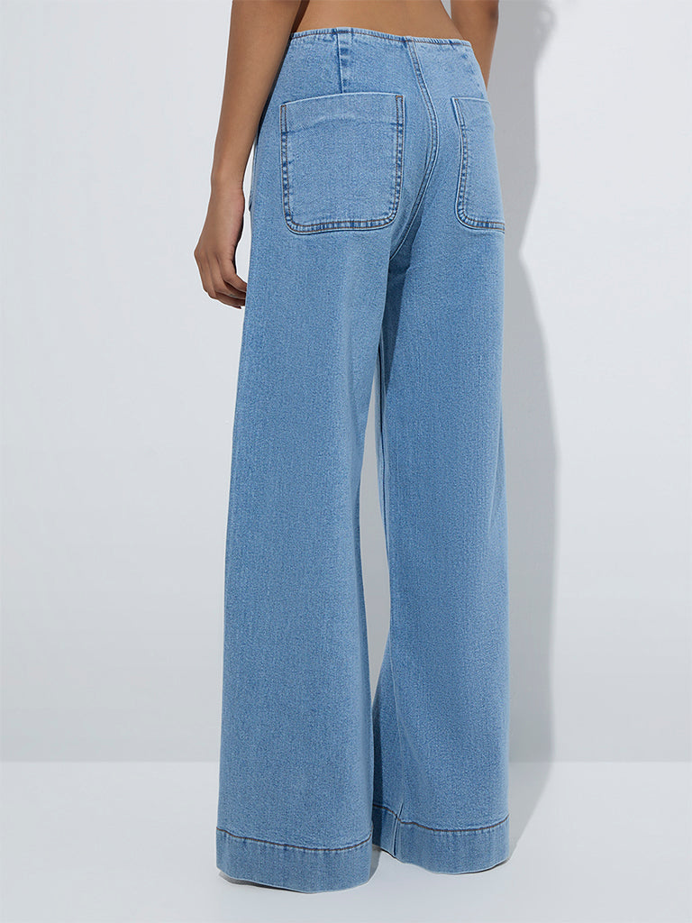 LOV Blue Wide-Leg Mid-Rise Jeans