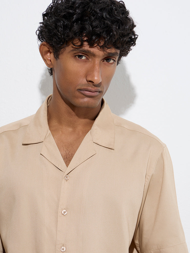 Westside WES Casuals Men's Beige Relaxed-Fit Shirt for Casual Wear Zoomed View