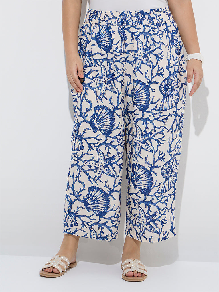 Diza Blue Marine-Themed Ethnic Pants