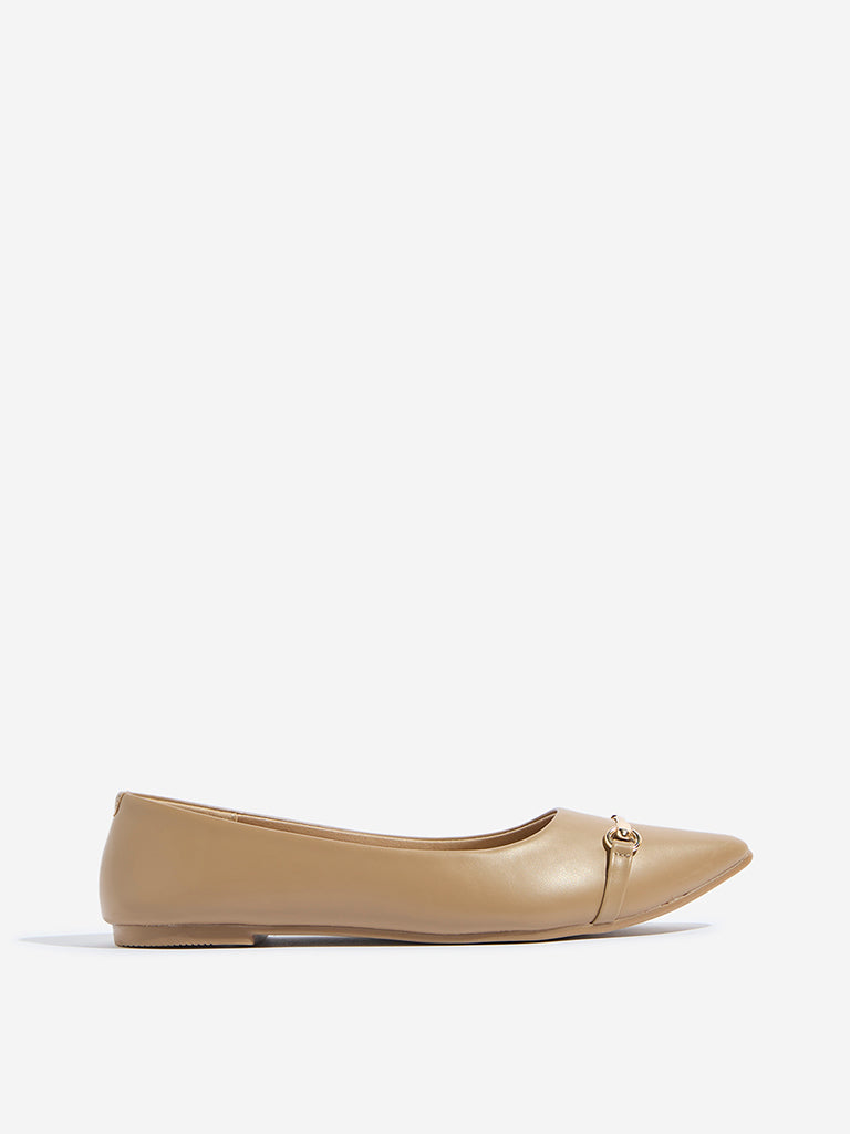 Westside LUNA BLU Women's  Beige Ballerina for Casual Wear Side View