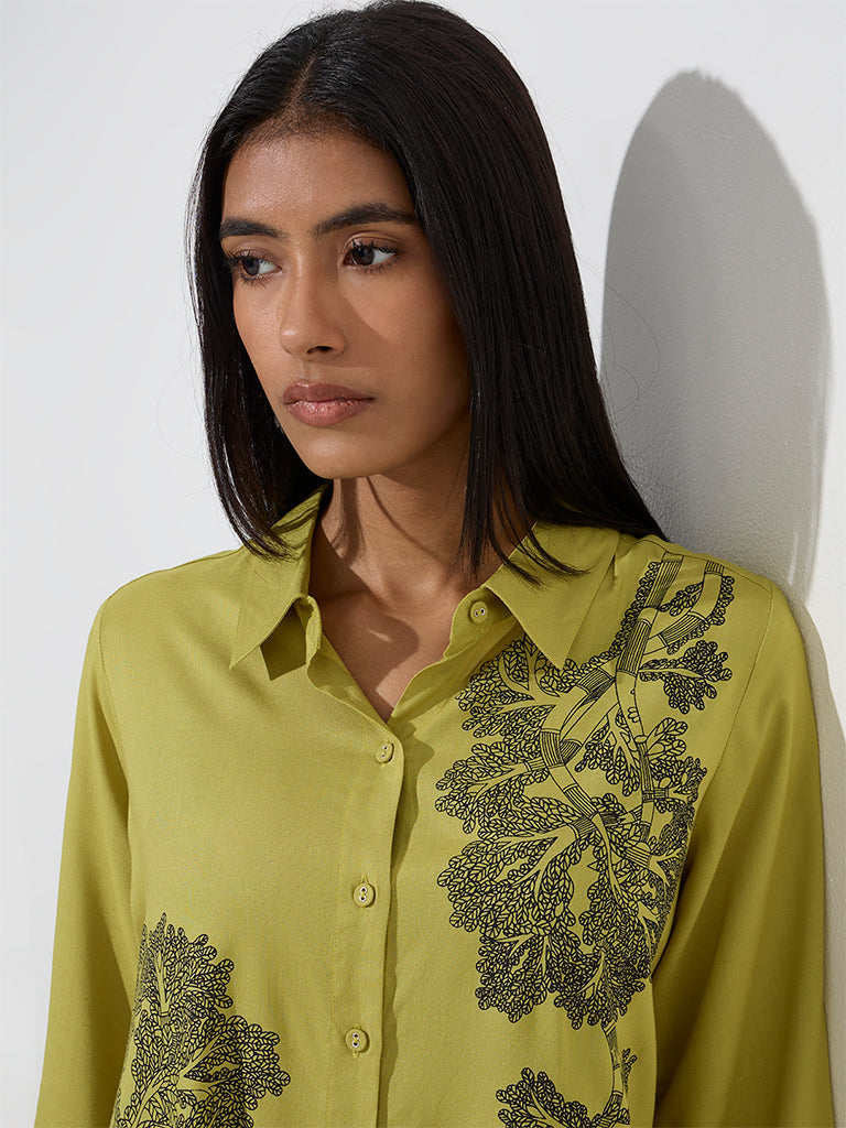 Utsa Green Botanical Pattern Straight Kurta