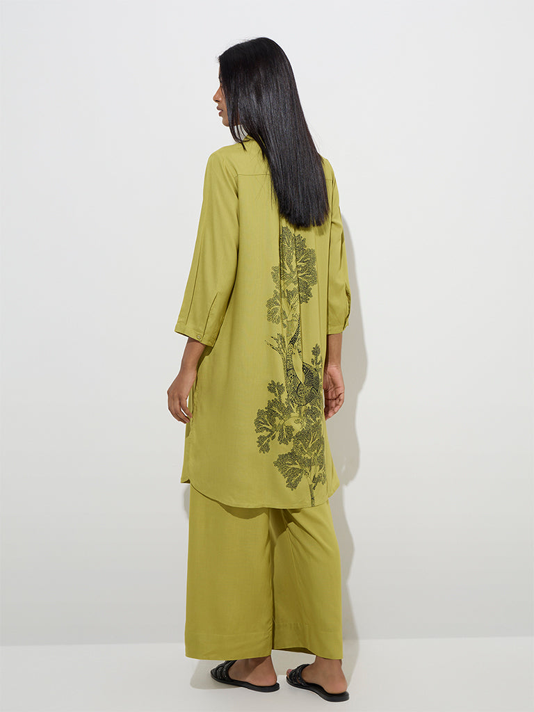 Utsa Green Botanical Pattern Straight Kurta