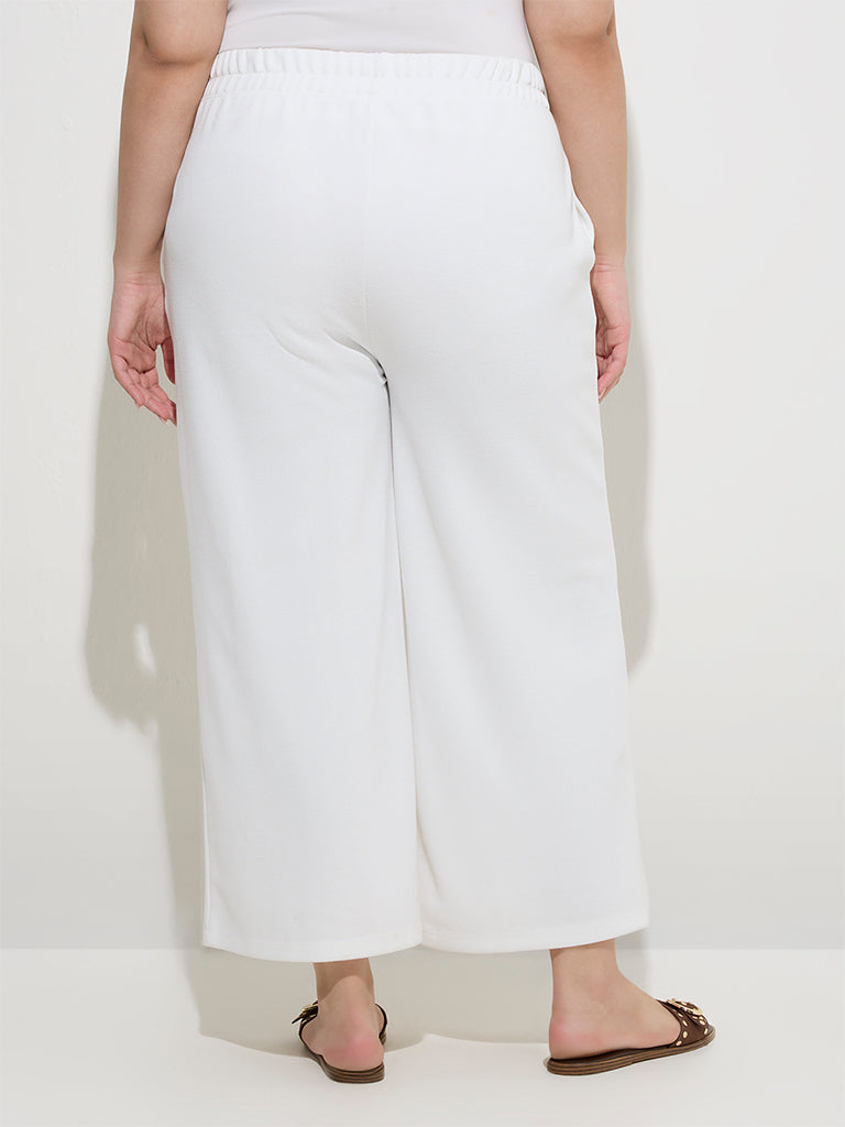 Gia White Solid High-Rise Trousers