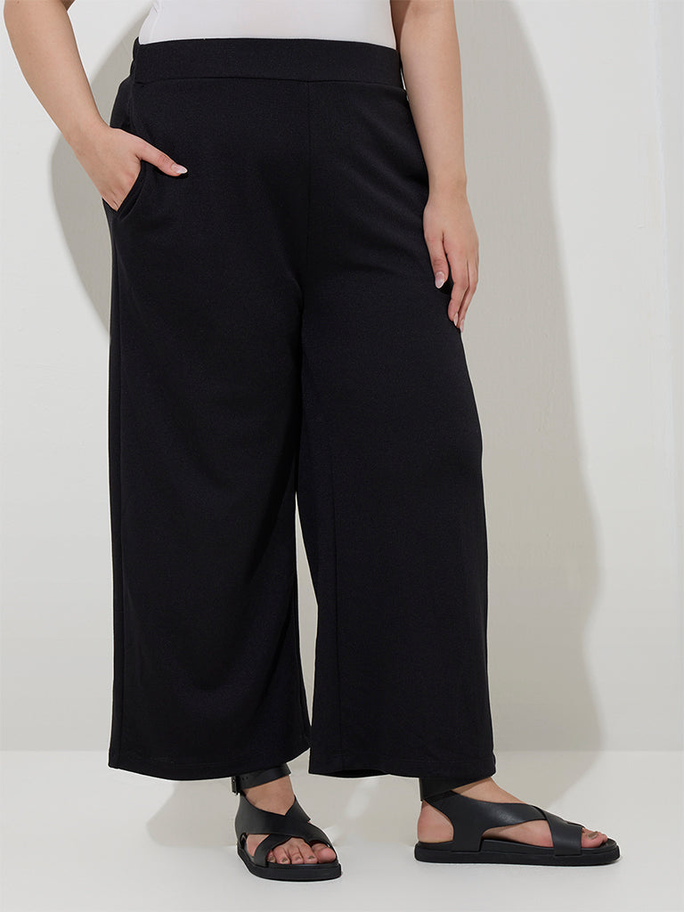 Gia Black Solid High-Rise Trousers