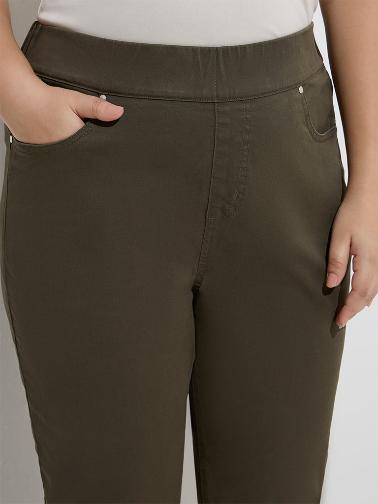 Gia Olive High-Rise Cotton-Blend Jeggings