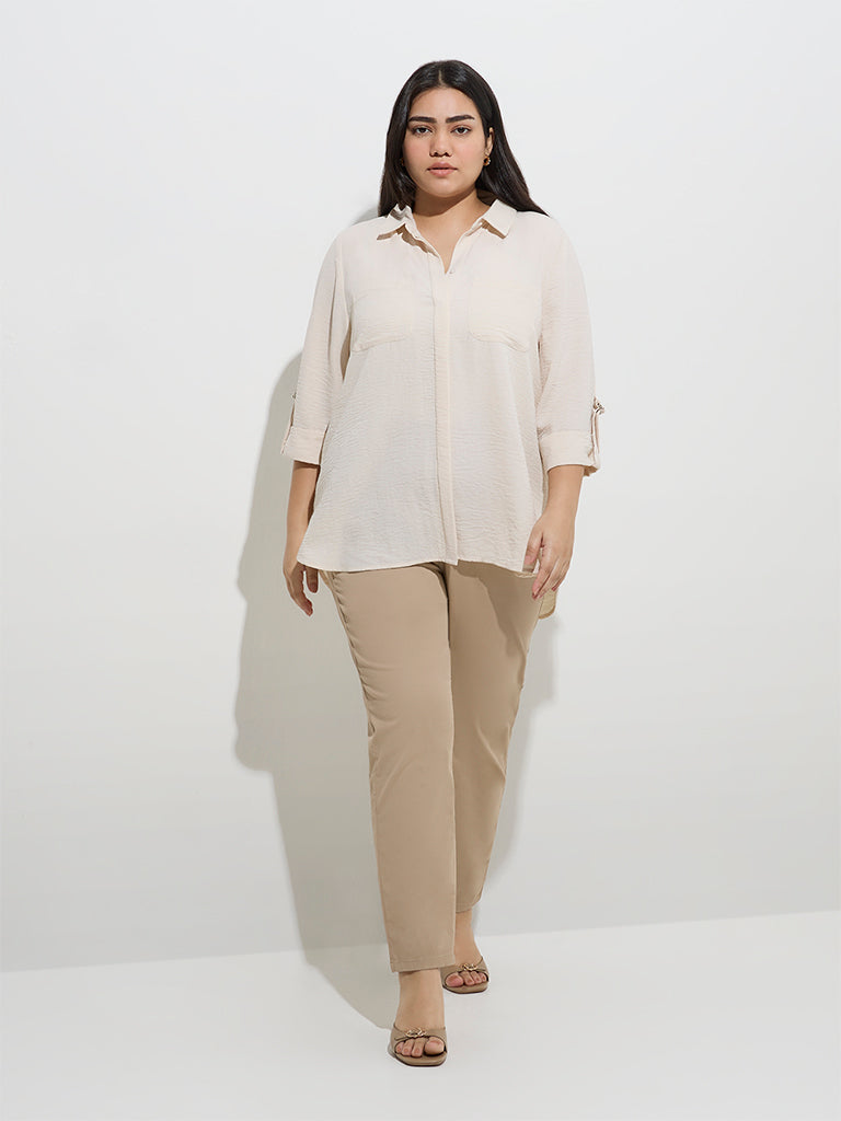 Gia Beige High-Rise Cotton-Blend Jeggings