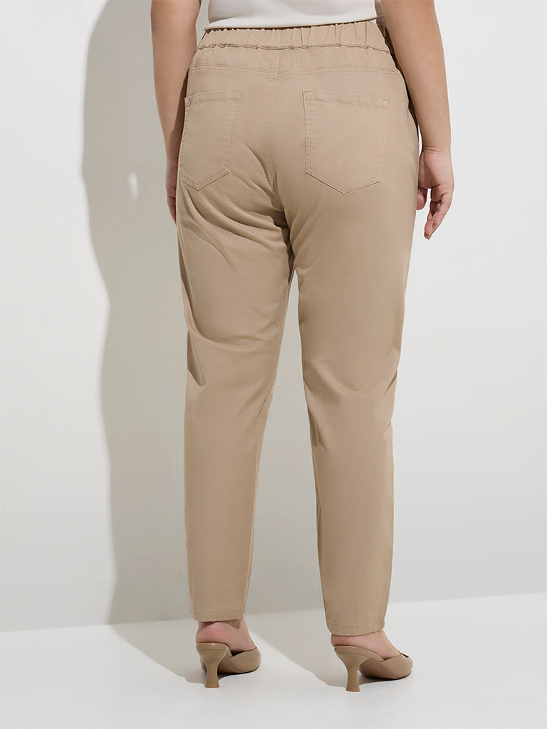 Gia Beige High-Rise Cotton-Blend Jeggings
