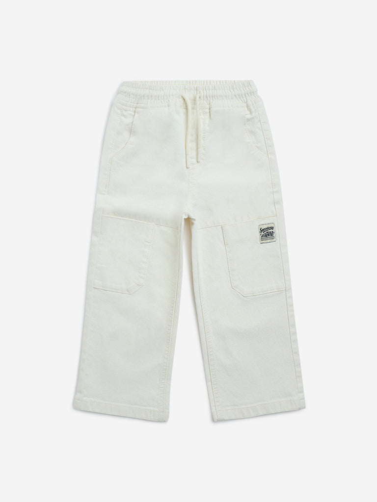 HOP Kids White Relaxed - Fit High - Rise Jeans