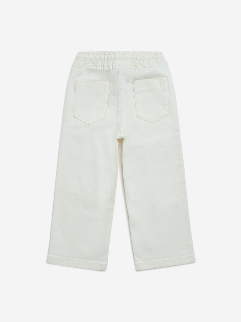 HOP Kids White Relaxed - Fit High - Rise Jeans