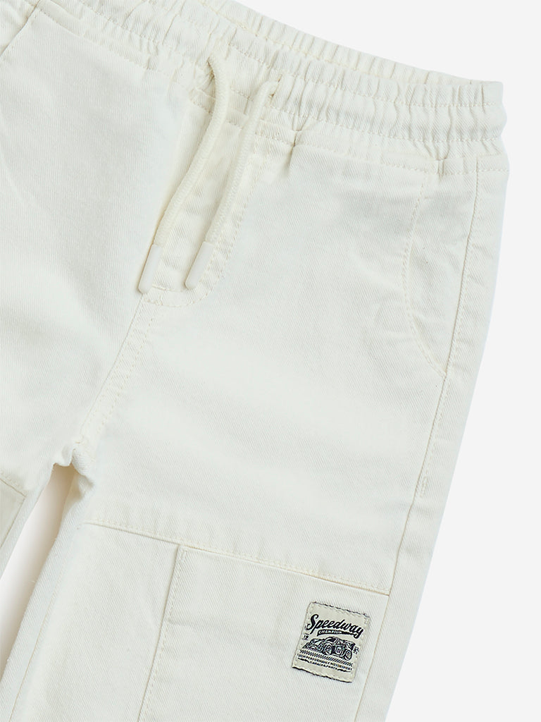 HOP Kids White Relaxed - Fit High - Rise Jeans