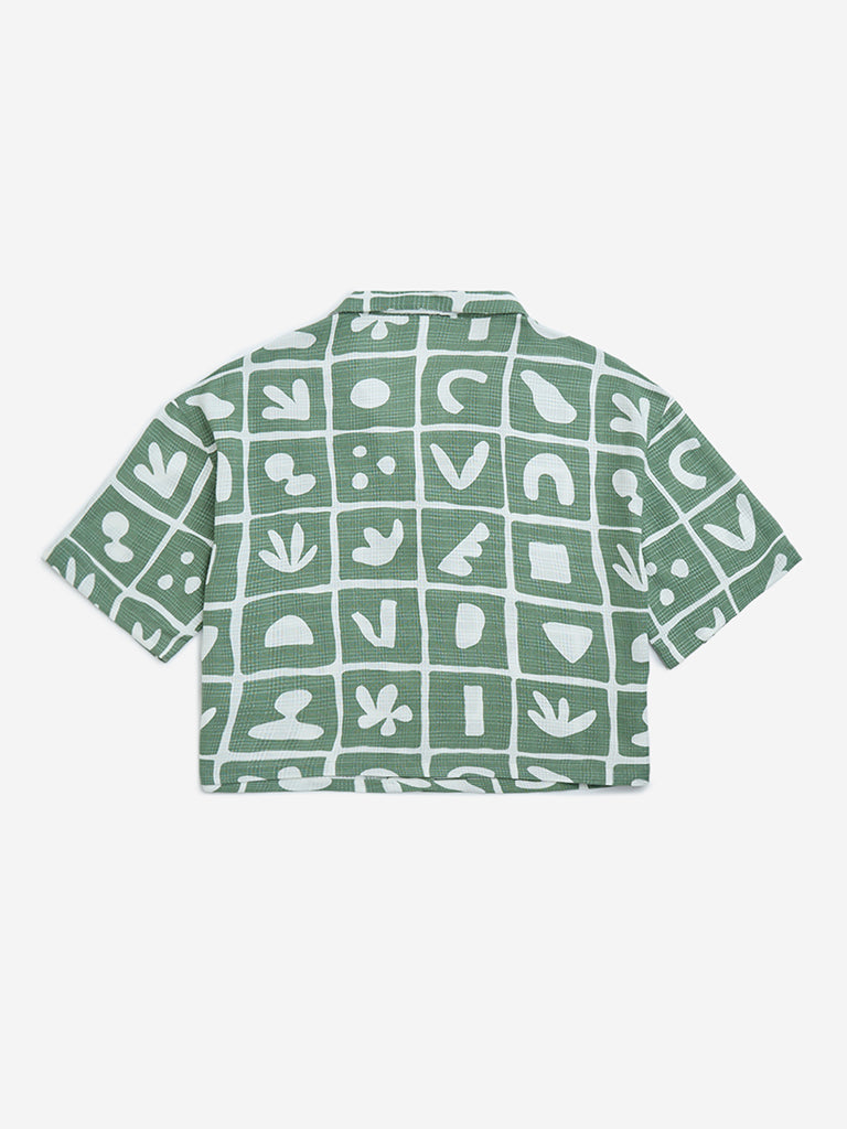 westisde Y&F Girls' Kids Sage Abstract Design Shirt for Casual Wear Back View