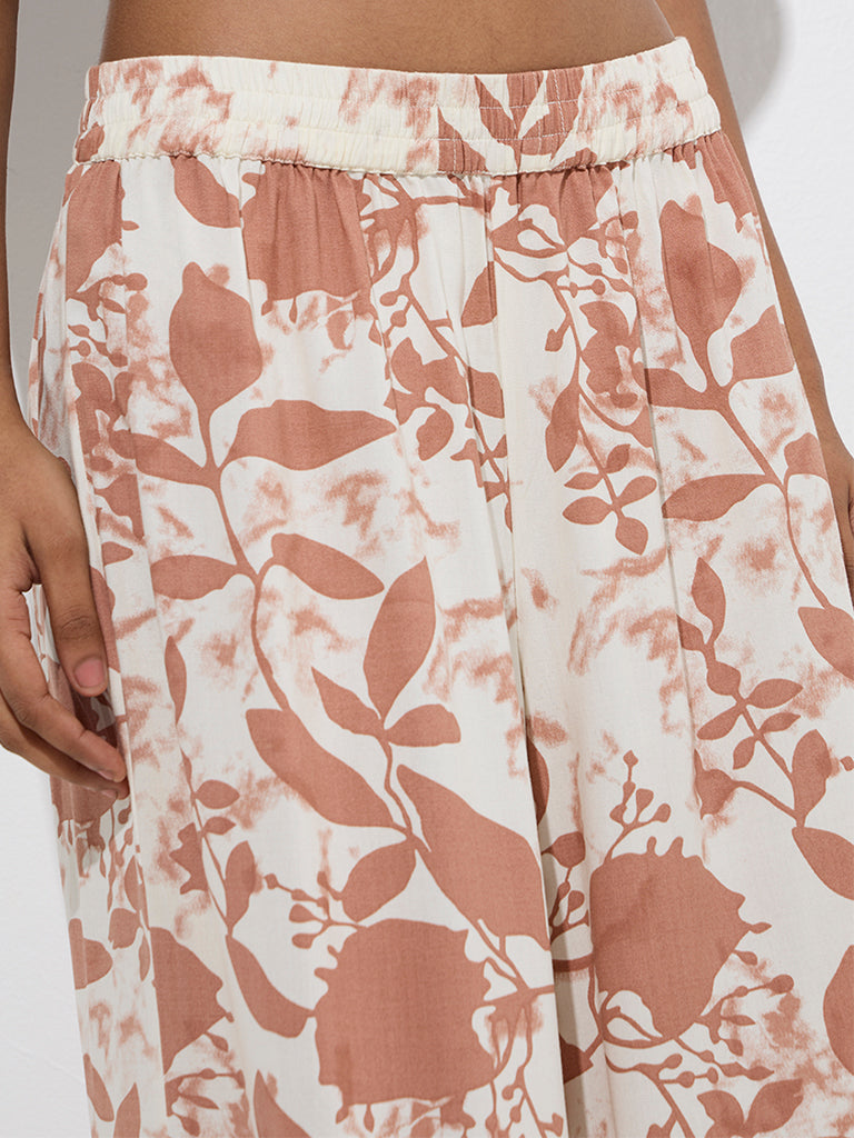 Utsa Rust Botanical Printed Palazzos