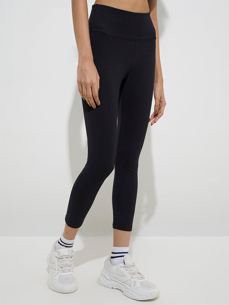 Studiofit Black High-Rise Cotton-Blend Leggings