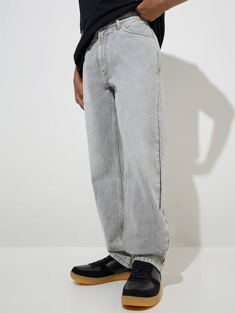 Nuon Grey Washed Relaxed - Fit Mid - Rise Jeans
