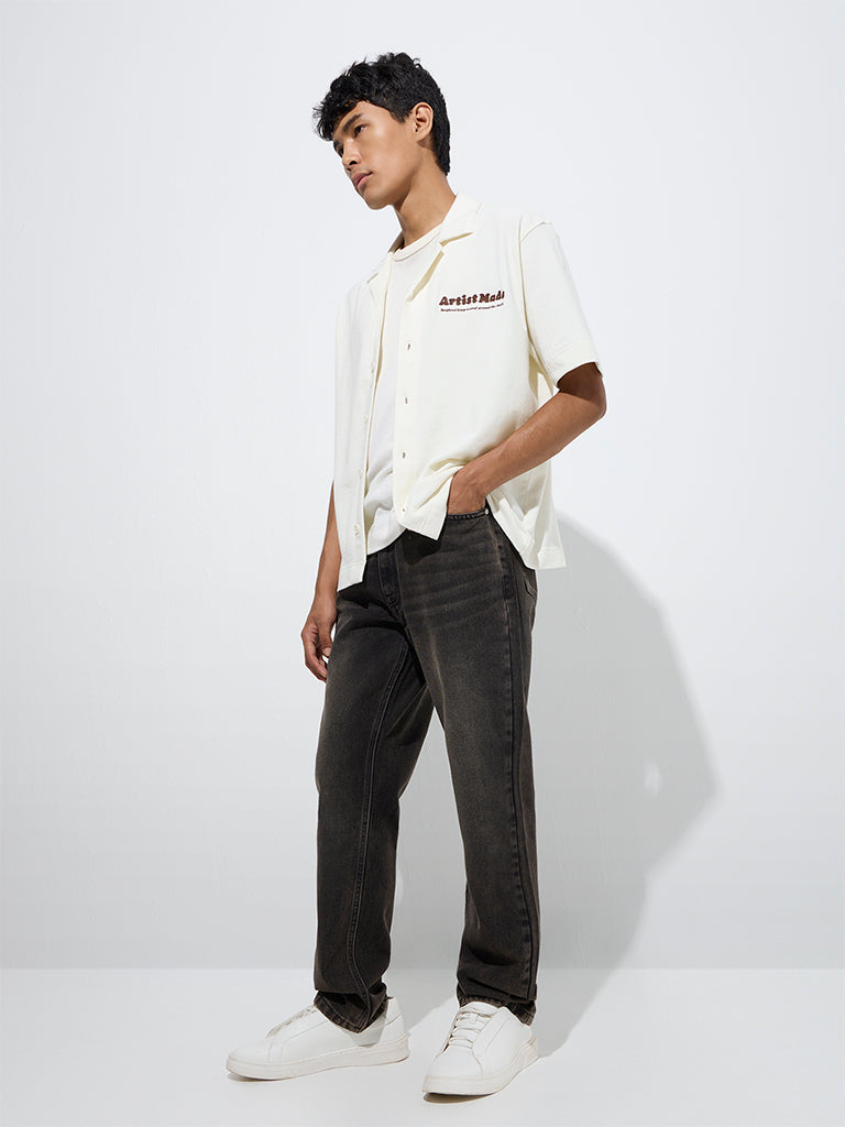 Nuon Charcoal Relaxed-Fit Mid-Rise Jeans
