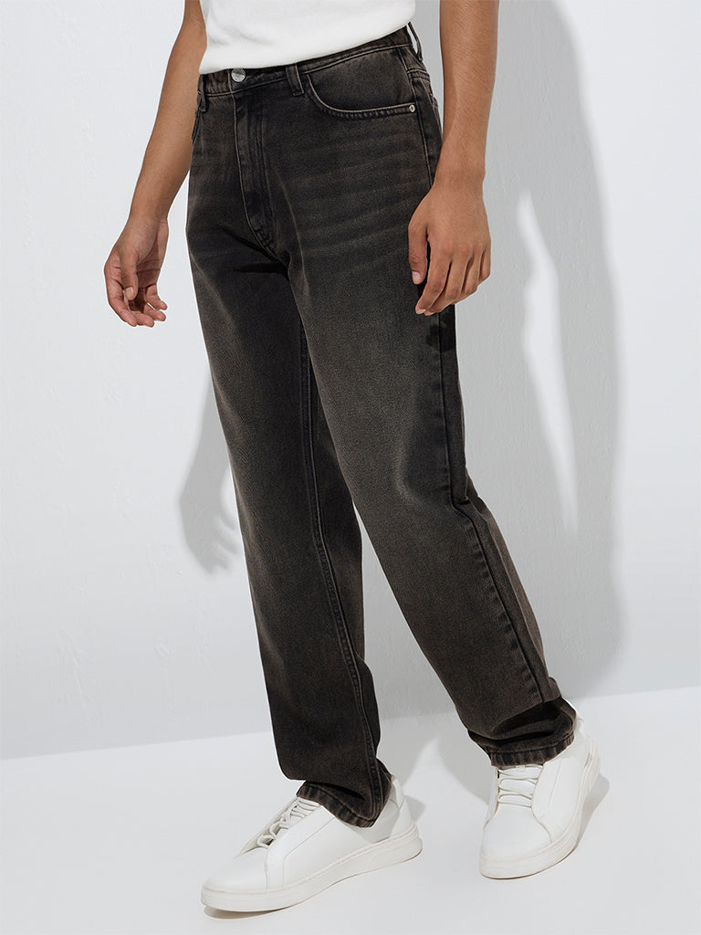 Nuon Charcoal Relaxed-Fit Mid-Rise Jeans