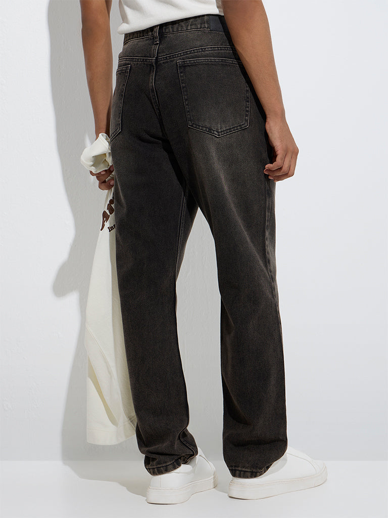 Nuon Charcoal Relaxed-Fit Mid-Rise Jeans