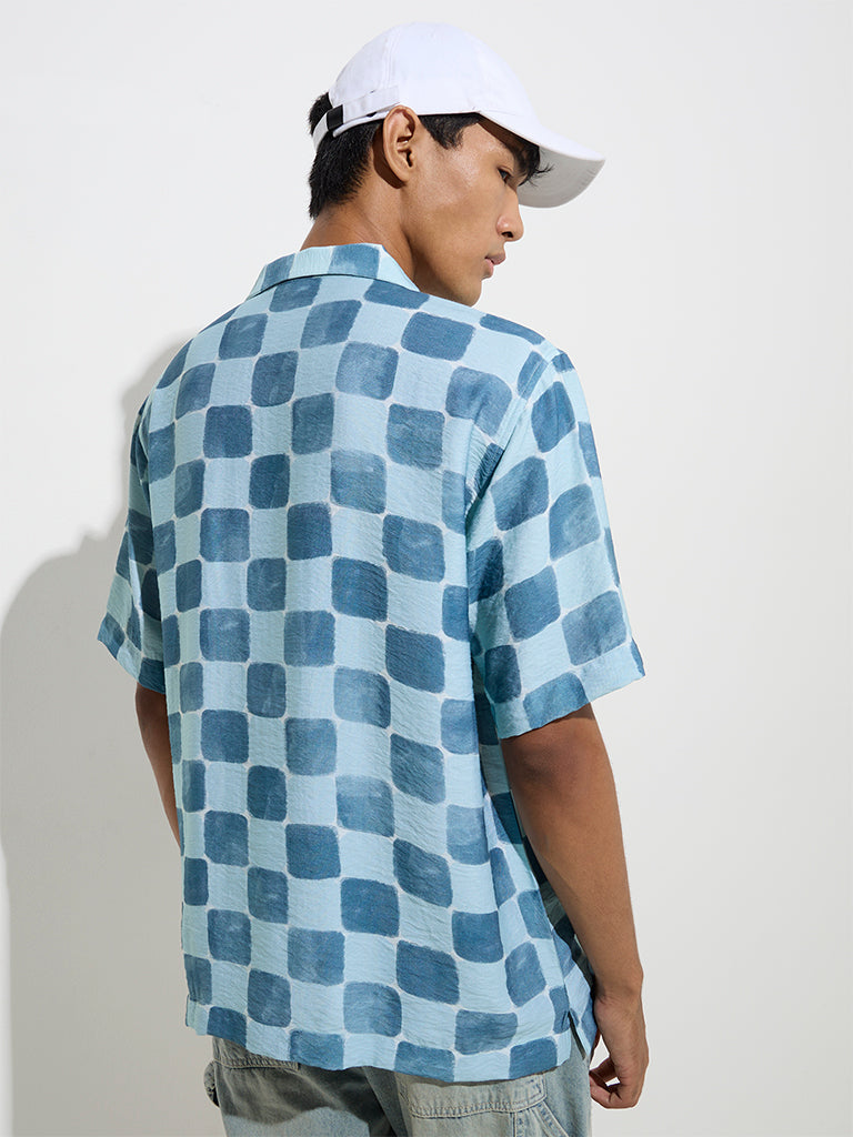 Nuon Blue Abstract Design Relaxed-Fit Shirt