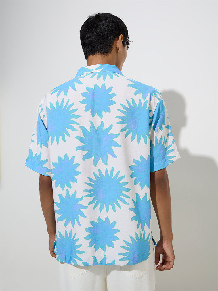 Nuon Blue Sunburst Printed Relaxed-Fit Shirt