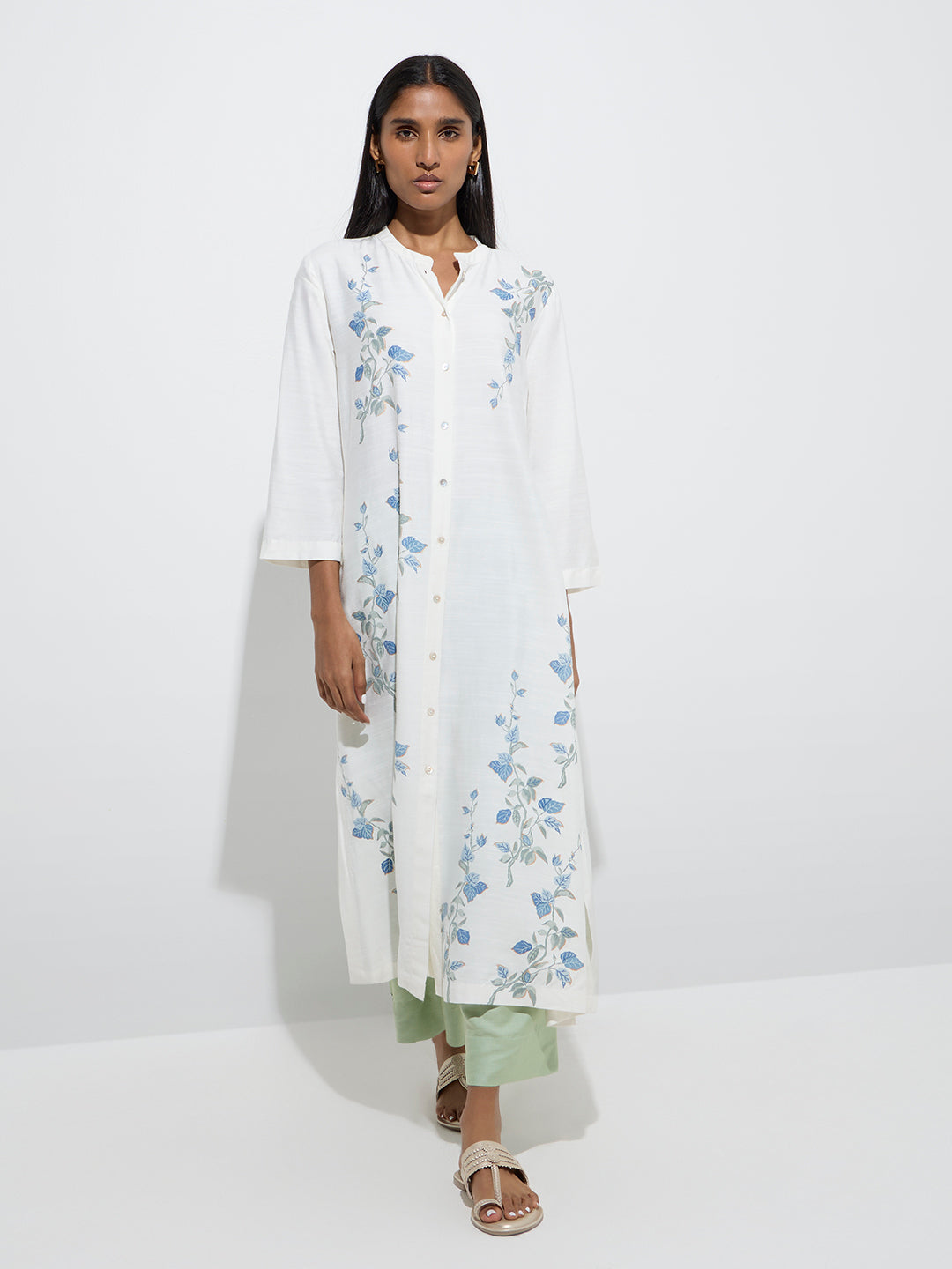 Westside Zuba Women's Sage Ethnic Pants for Work Wear Full Model View