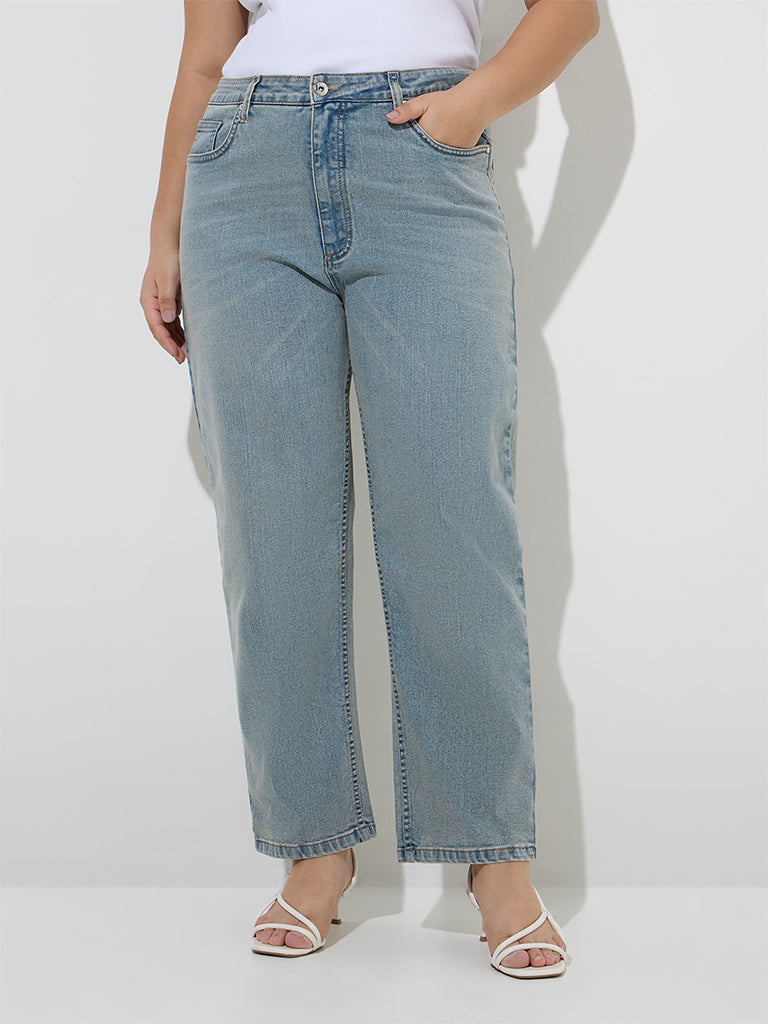 Gia Light Blue Relaxed - Fit High - Rise Jeans