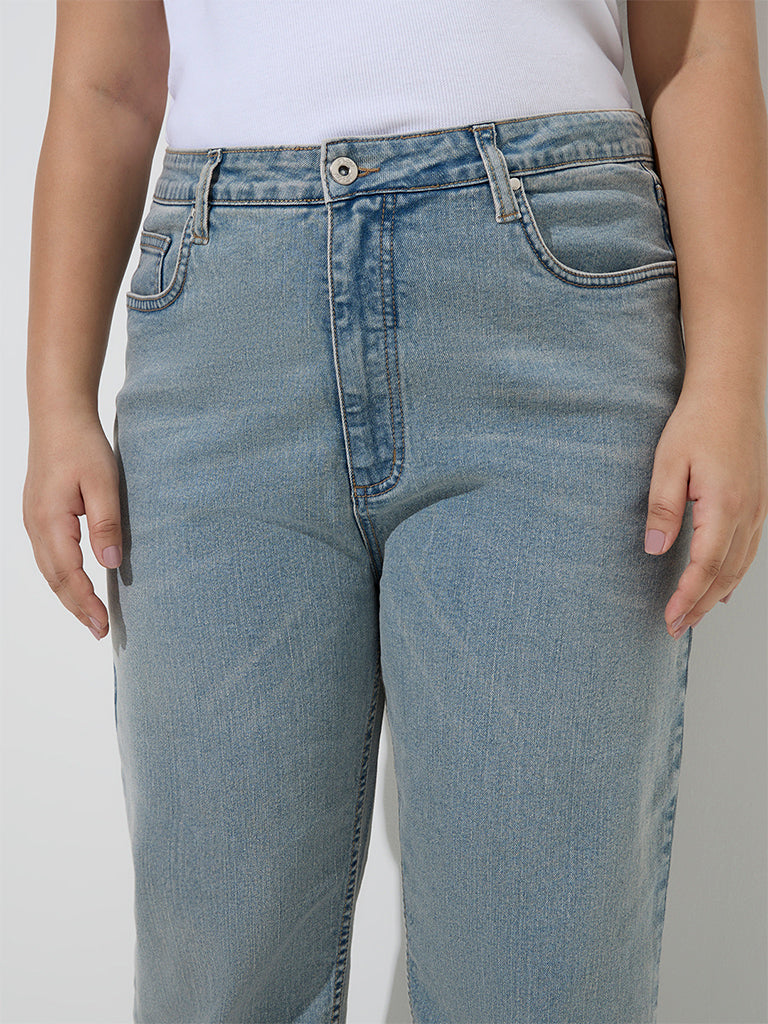 Gia Light Blue Relaxed - Fit High - Rise Jeans