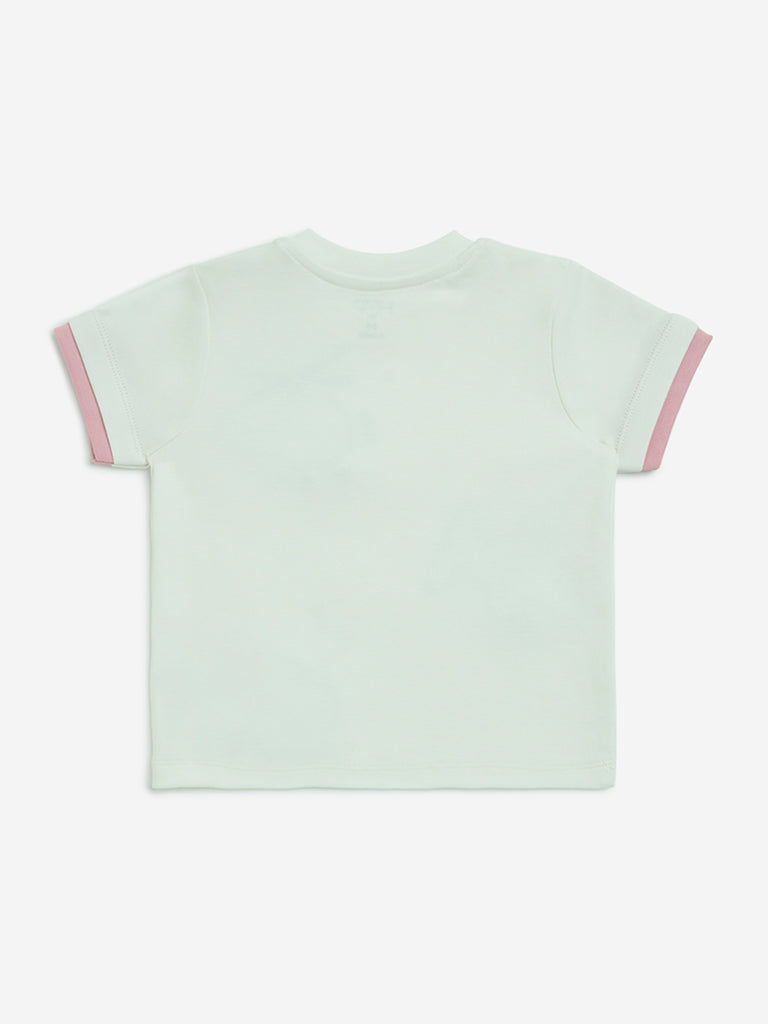 HOP Baby Off-White Printed Cotton T-Shirt
