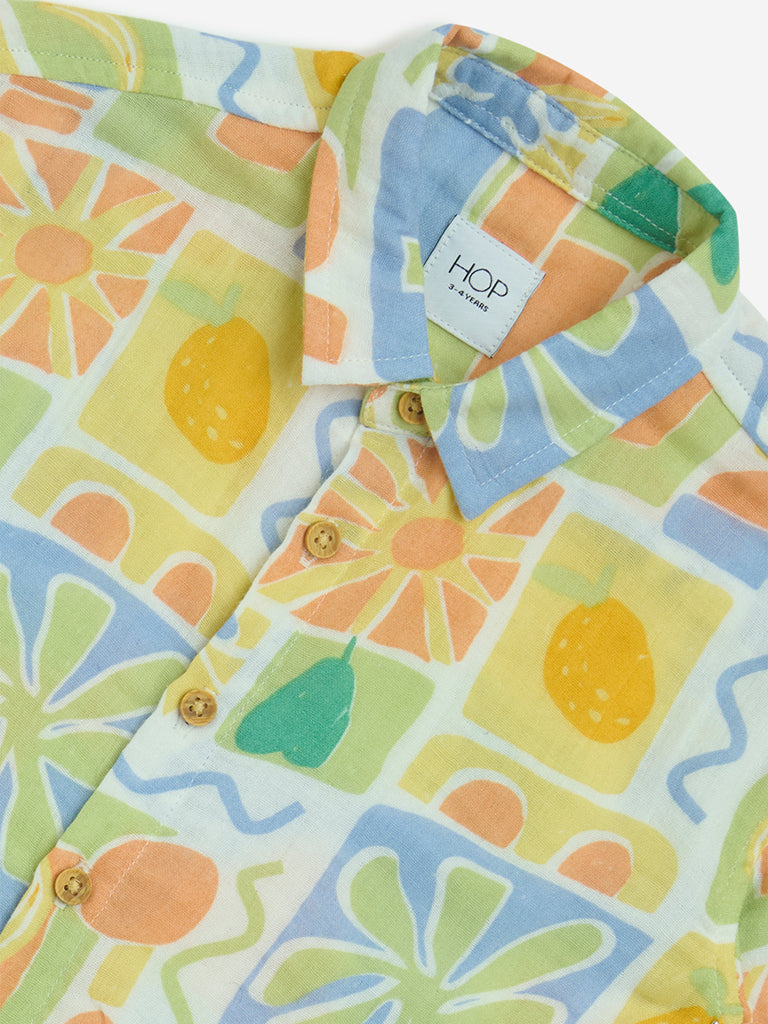 westisde HOP Boys' Kids Multicolour Tropical-Inspired Cotton Shirt for Casual Wear Zoom View
