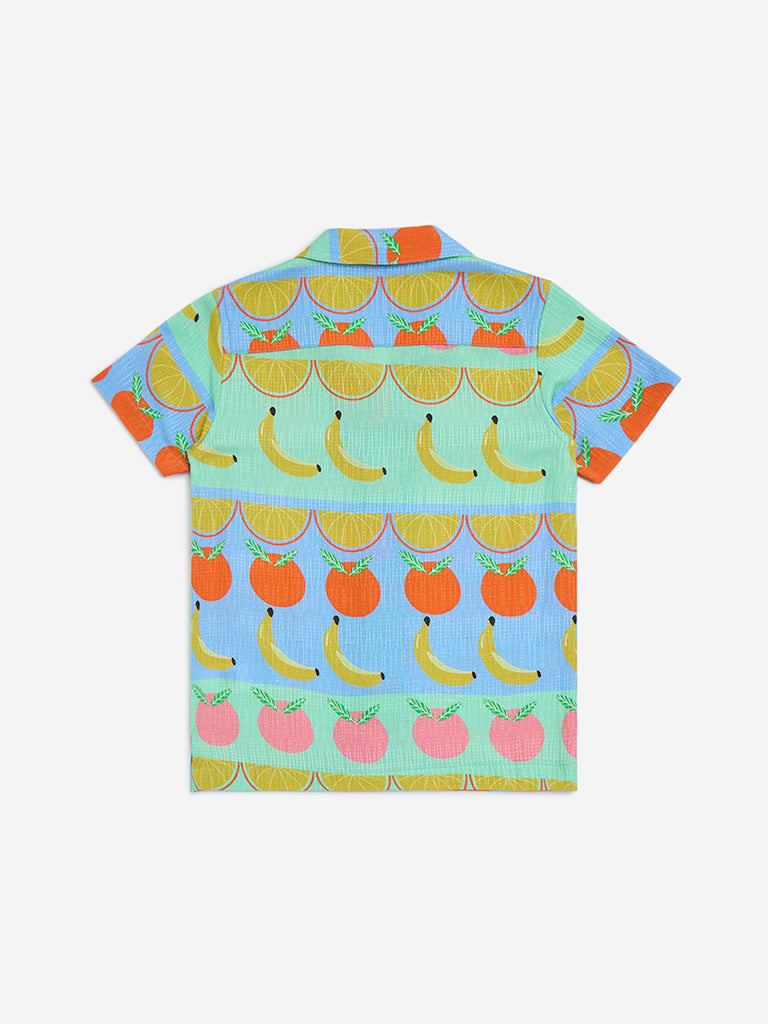 westisde HOP Boys' Kids Multicolour Fruit Printed Shirt for Casual Wear Back View