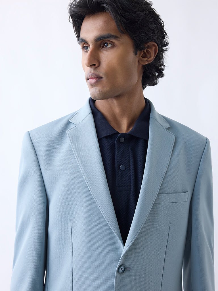 Westside WES Formals Men's Light Teal Slim-Fit Blazer for Work Wear Zoomed View