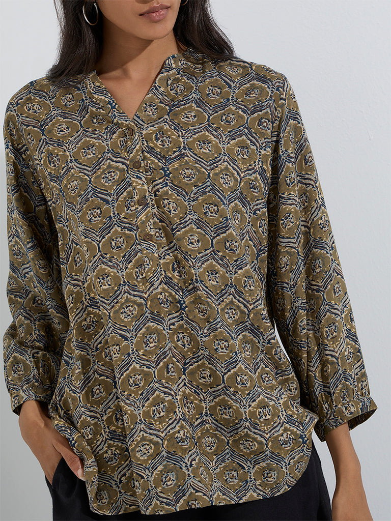 westisde Utsa Women's Green Printed Tunic for Everyday Zoom View
