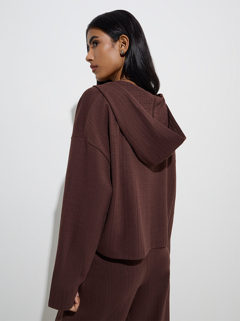 LOV Brown Self-Textured Jacket