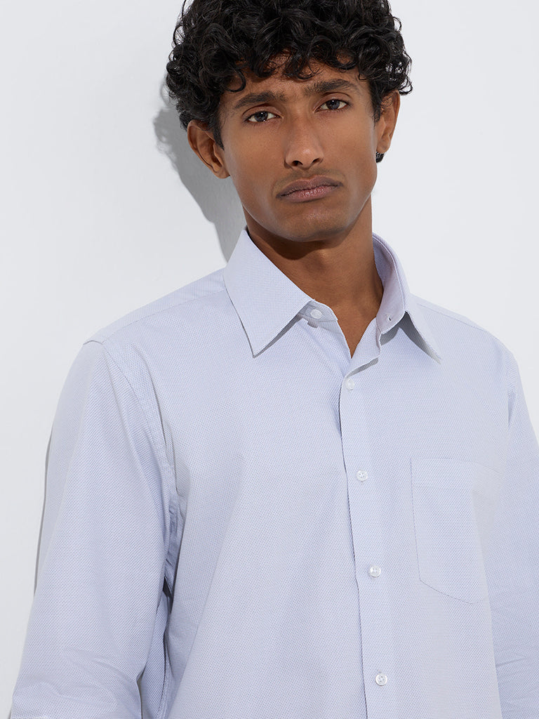 Westside WES Formals Men's Light Grey Self-Patterned Slim-Fit Cotton Shirt for Work Wear Zoom View