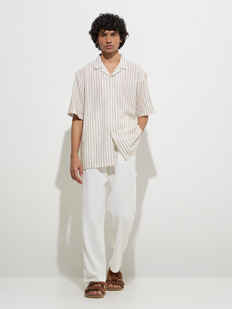 ETA Off-White Striped Relaxed-Fit Cotton Shirt
