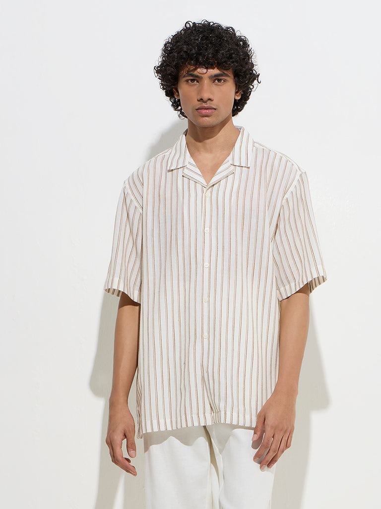 ETA Off-White Striped Relaxed-Fit Cotton Shirt