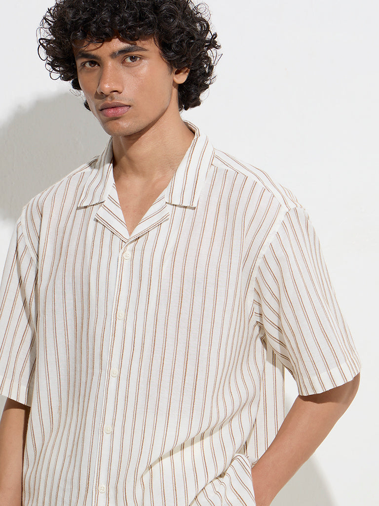 ETA Off-White Striped Relaxed-Fit Cotton Shirt