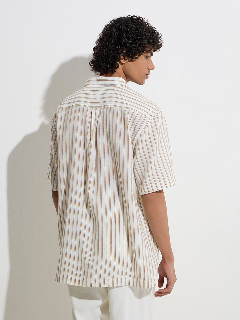 ETA Off-White Striped Relaxed-Fit Cotton Shirt