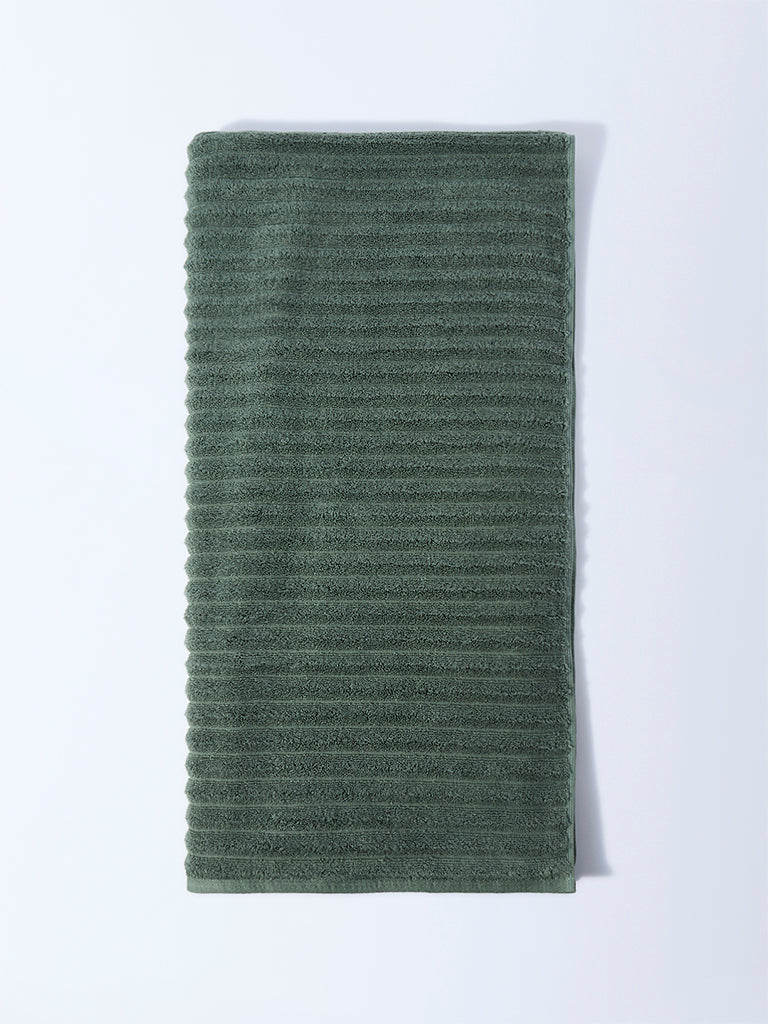 Westside Home Green Self-Striped Bath Towel