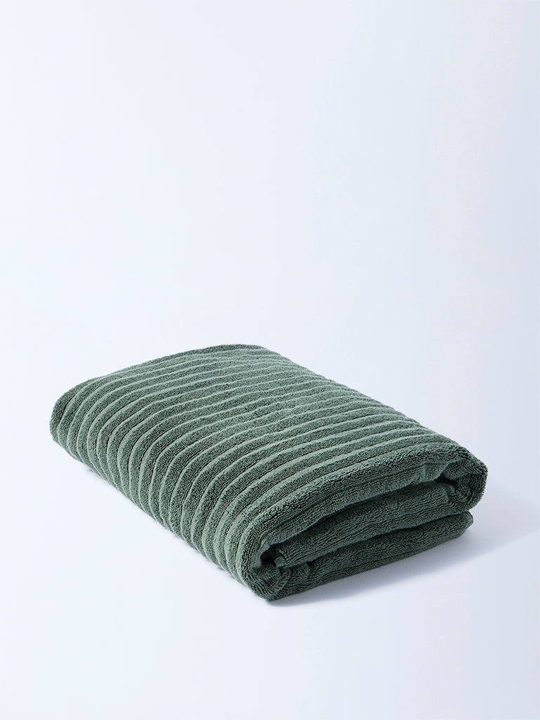 Westside Home Green Self-Striped Bath Sheet
