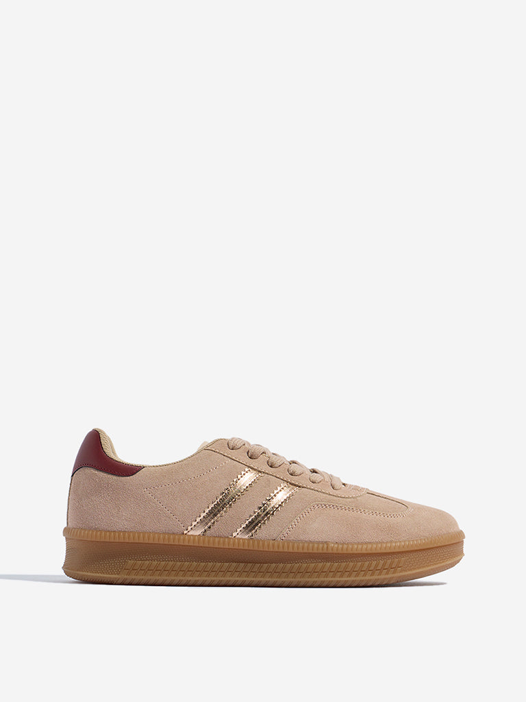 Westside LUNA BLU Women's Blush Pink Suede Lace-Up Sneakers Side View